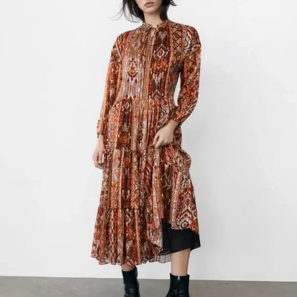 Zara | Dresses | Zara Woman Printed Midi Dress Multicolored Sz M | Poshmark